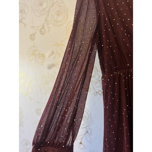 New Baltic Born Dress Size Large Abigail Sparkle Gown Maxi Long Sleeves Maroon - Picture 6 of 8